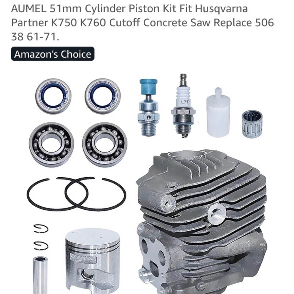 AUMEL 51mm Cylinder Piston Kit Fit Husqvarna Partner K750 K760 506 38 61-71